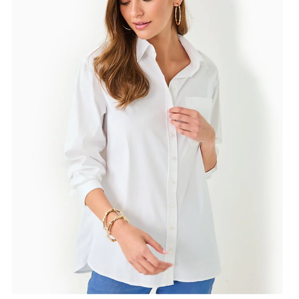 NWT Lilly Pulitzer Relaxed Lilly Shirt Resort White Small